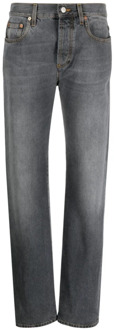 Gucci Grijze Katoenen Jeans Oversized Model Gucci , Gray , Dames - W25