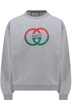 Gucci Grijze Sweater met Logo Print Gucci , Gray , Heren - Xl,L,M,3Xl