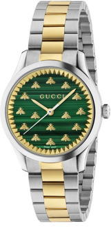 Gucci Groene Malachiet Steen Wijzerplaat met Gouden Bijen Armband Gucci , Green , Dames - ONE Size