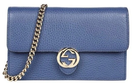 Gucci Interlocking Chain Wallet Tas Gucci , Blue , Dames - ONE Size