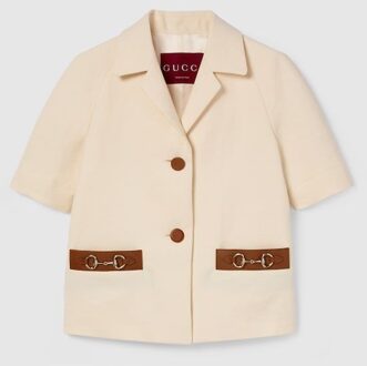 Gucci Jkt Linnen Canvas Met Hoorngeschiedenis Ivoor - EU 42 / UK 14