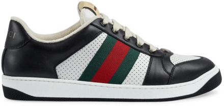 Gucci Lage leren sneakers met webdetail Gucci , Multicolor , Heren - 40 Eu,43 Eu,40 1/2 EU