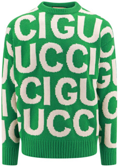 Gucci Logo Wollen Trui Gucci , Green , Heren - L,M,S