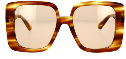Gucci Oversized vierkante Havana zonnebril met bruine lenzen Gucci , Brown , Dames - 55 MM