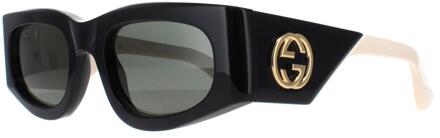 Gucci Rechthoek Dames Zwart met Ivoor Grijs GG1664S - One Size