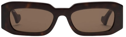 Gucci Rechthoekige vierkante schildpadZonnebril met bruine lenzen Gucci , Brown , Heren - ONE Size