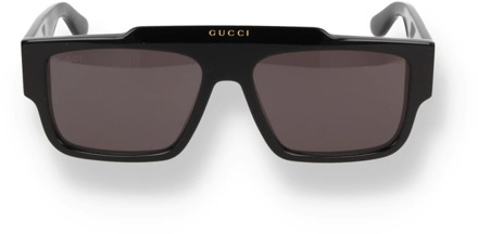 Gucci Rechthoekige zonnebril in zwart Gucci , Black , Heren - ONE Size