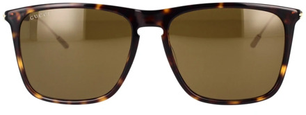 Gucci Rechthoekige zonnebril met metalen en plastic montuur Gucci , Brown , Heren - 58 MM
