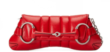 Gucci Rode Gewatteerde Horsebit Kettingtas Gucci , Red , Dames - ONE Size
