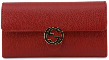 Gucci Rode Leren Damesportemonnee met Metalen Logo Gucci , Red , Dames - ONE Size