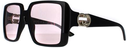 Gucci Square Vrouwen Zwart met Goud Dusky Pink w Logo Spiegel Photochromic GG1692S - maat