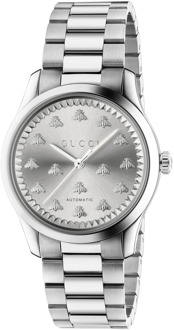 Gucci Stalen armband met bijen op zilveren wijzerplaat Gucci , Gray , Dames - ONE Size