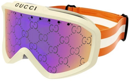 Gucci Stijlvolle Ivory Ski Goggles met Roze Lenzen Gucci , Multicolor , Unisex - ONE Size
