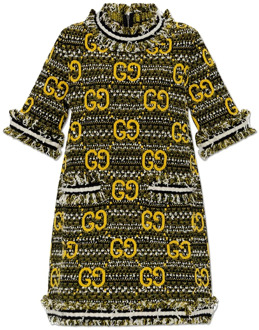 Gucci Tweed Mini Jurk met Monogram Gucci , Black , Dames - M,S,Xs