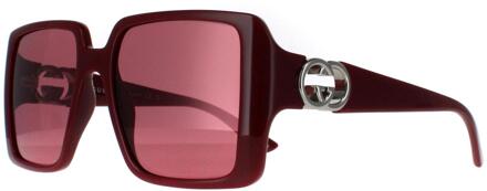 Gucci vierkant dames bordeauxrood met zilver spiegel GG1692S - One Size