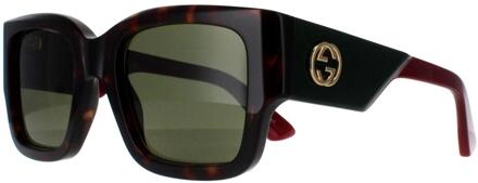 Gucci vierkant dames Havana met groen en rood GG1663S Bruin - One Size