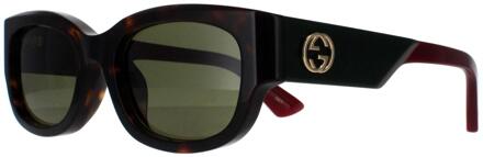 Gucci Vierkant Dames Havana met Groen en Rood Groen GG1667SK Bruin - One Size