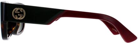 Gucci Vierkant Dames Havana met Groen en Rood Groen GG1667SK Bruin