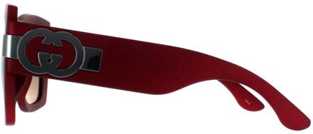 Gucci Vierkant Dames Rood met Zilvergrijs met Licht Zilver Spiegel GG1688S