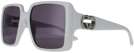 Gucci Vierkant Dames Wit met Zilver Donkergrijs GG1692S - maat