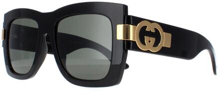 Gucci Vierkant Dames Zwart met Goudgrijs GG1688S - One Size