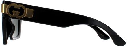 Gucci Vierkant Dames Zwart met Goudgrijs GG1689S