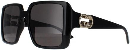 Gucci Vierkant Dames Zwart met Goudgrijs GG1692S - One Size