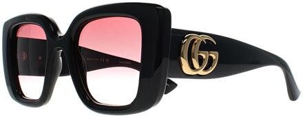 Gucci Vierkant Vrouwen Glimmend Zwart Rood Kleurverloop GG1975S