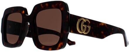 Gucci Vierkante Dames Havana Bruin GG1547S - One Size