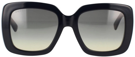 Gucci Vierkante zonnebril met GG Style handtekening Gucci , Black , Dames - 53 MM