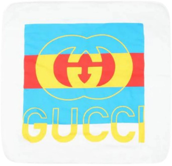 Gucci Wit kinderdekentje met GG-logo print Gucci , White , Unisex - ONE Size