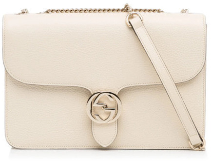 Gucci Witleren Dames Handtas met Kettingriem Gucci , White , Dames - ONE Size