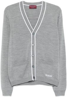 Gucci Wollen V-hals Cardigan Grijs - M