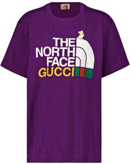 Gucci X The North Face Design paars T-shirt met normale pasvorm