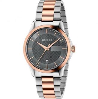 Gucci YA126446 Heren Horloge Zilver en roségoud - One Size