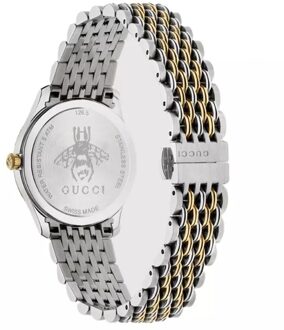 Gucci YA1265030 G-Timeless 29mm Dames Roze Wijzerplaat Bijen Motief Horloge Zilver en goud