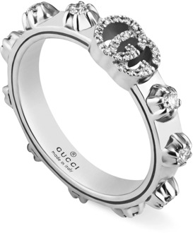 Gucci Ybc554303001 - 18kt witgoud, diamanten - GG Running ring in 18kt witgoud en diamanten Gucci , Gray , Dames - 53 MM