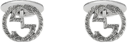 Gucci Ybe455305001 Manchetknopen met in elkaar grijpend G-motief Gucci , Gray , Dames - ONE Size