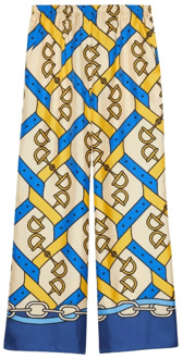 Gucci Zijden broek met Horsebit-print Gucci , Multicolor , Dames