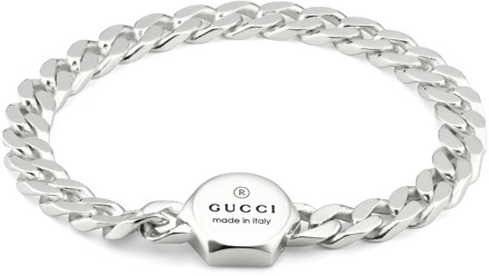 Gucci Zilveren Armband met Gucci Bedel Gucci , Gray , Dames - ONE Size