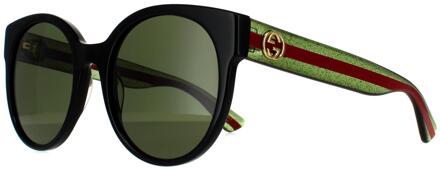 Gucci zonnebril GG0035SN 002 Zwart met groen en rood glittergroen - One Size