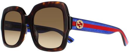 Gucci zonnebril GG0036SN 004 Havana Glitter Blue en Red Brown Gradiënt - maat Bruin