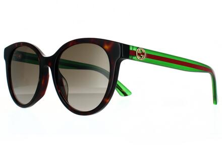 Gucci zonnebril GG0702SKN 003 Havana met groene en roodbruine gradiënt - One Size