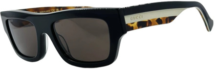 Gucci Zwart Acetaat Tricolor Zonnebril Gucci , Multicolor , Unisex - ONE Size