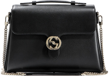 Gucci Zwarte handtas voor vrouwen Logo Leer Dollar Calf Gucci , Black , Dames - ONE Size
