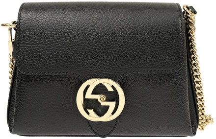 Gucci Zwarte handtas voor vrouwen Logo Leer Dollar Calf Mod. 607720 Cao0G 1000 Gucci , Black , Dames - ONE Size