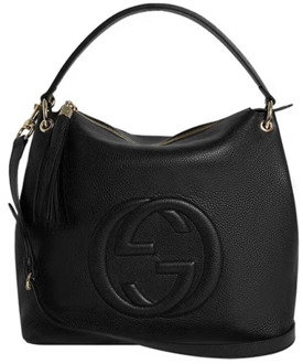 Gucci Zwarte Leren Handtas met Verstelbare Schouderband Gucci , Black , Dames - ONE Size