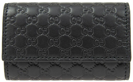 Gucci Zwarte Leren Microguccissima Drievoudige Sleutelhanger voor Heren Gucci , Black , Dames - ONE Size