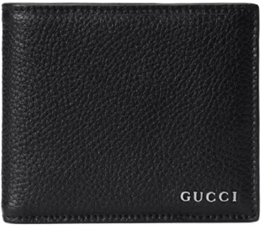 Gucci Zwarte Leren Portemonnee met Logo Plaque Gucci , Black , Unisex - ONE Size