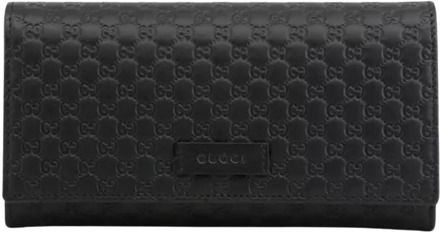 Gucci Zwarte Leren Portemonnee, Microguccissima Design Gucci , Black , Dames - ONE Size